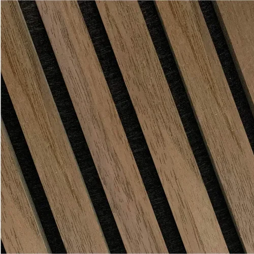 Painel acústico ripado Smoke Walnut — conforto sonoro e design moderno